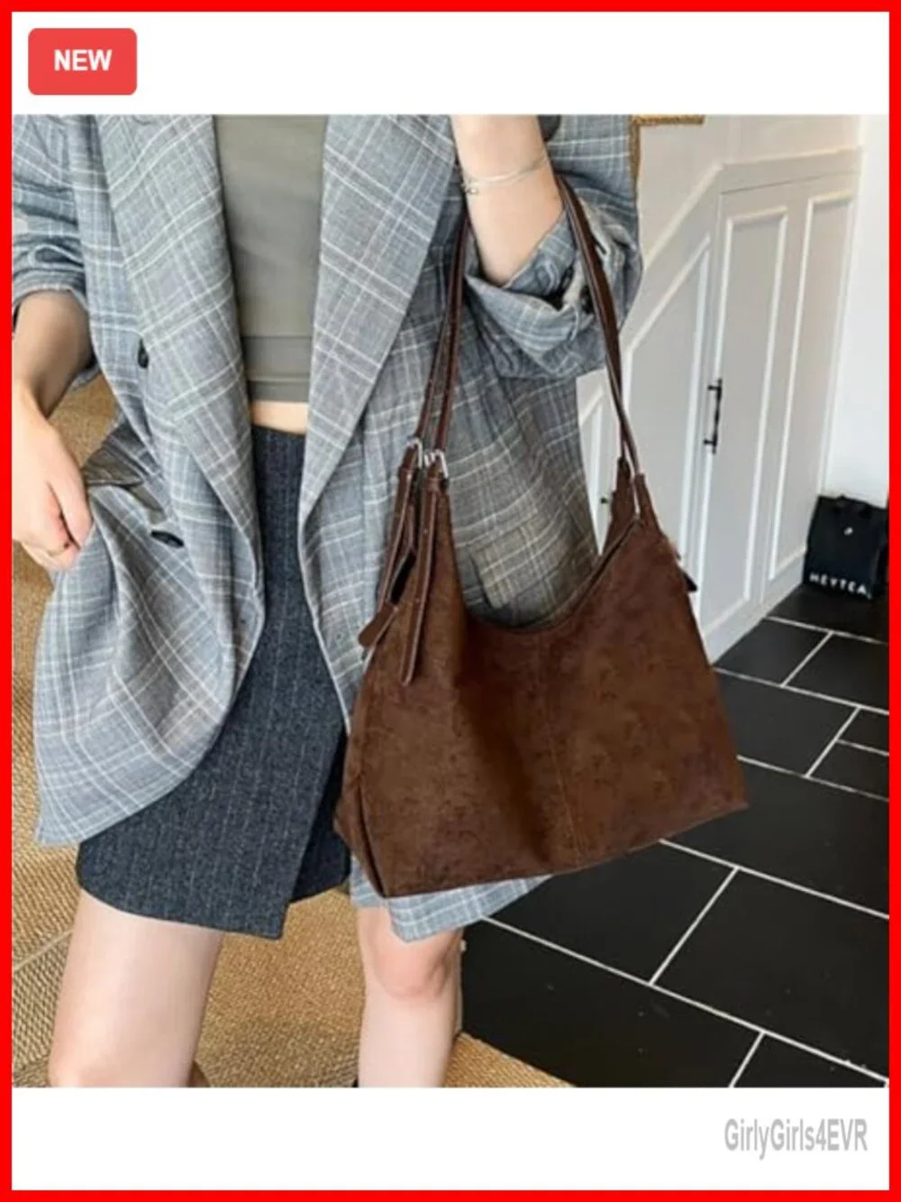 Slouchy Suede Hobo Bag Women Trendy Underarm Shoulder Bag Crescent Crossbody